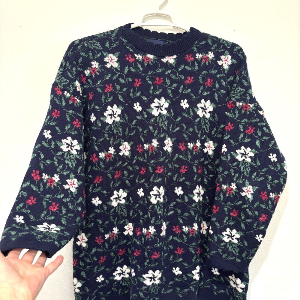 Womens Vintage Cottagecore Floral Sweater 2X Grandma Artsy Eclectic Oversized